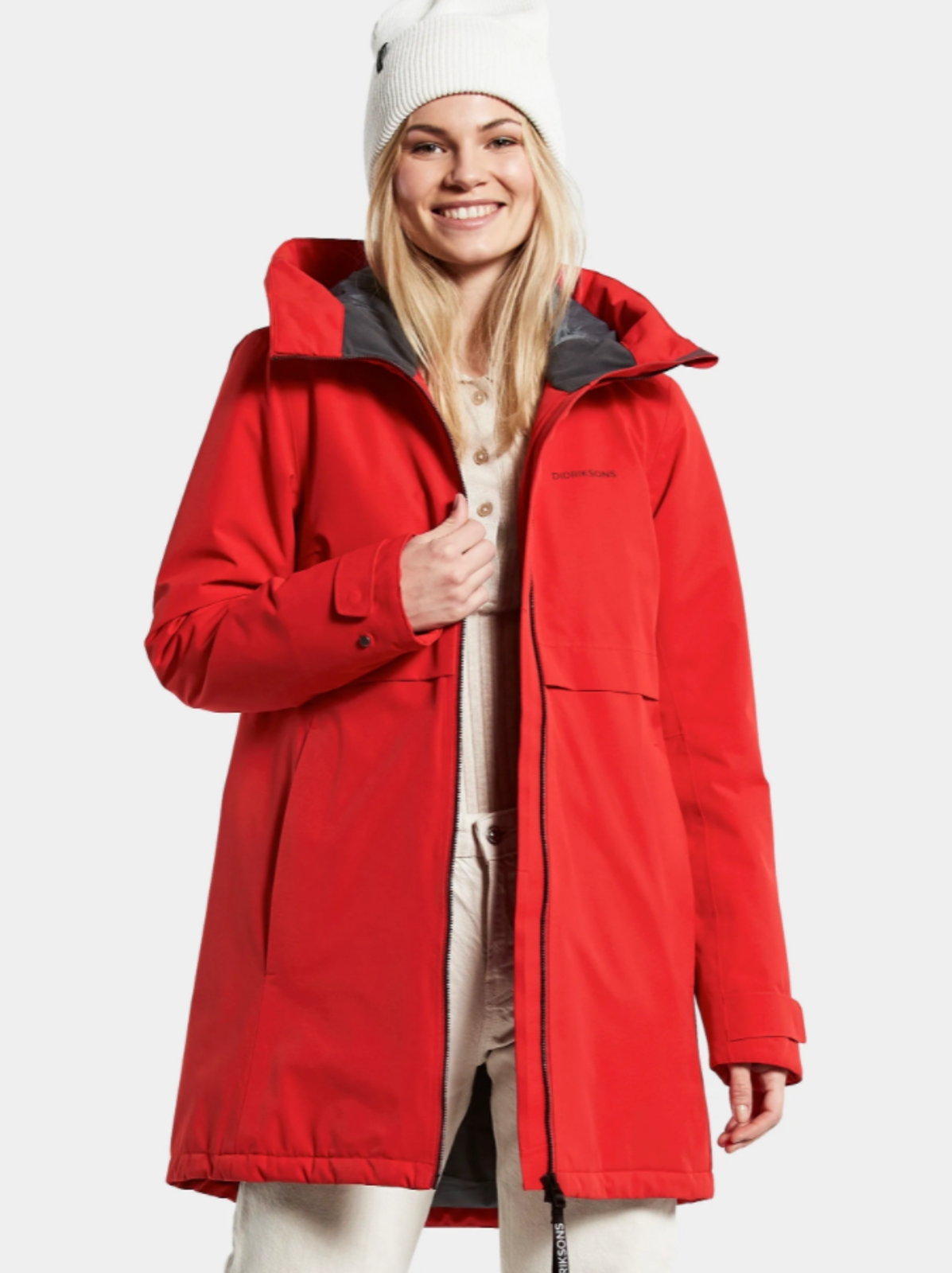 Didriksons Helle Womens Parka in Pomme Red - the Old Byre Showroom