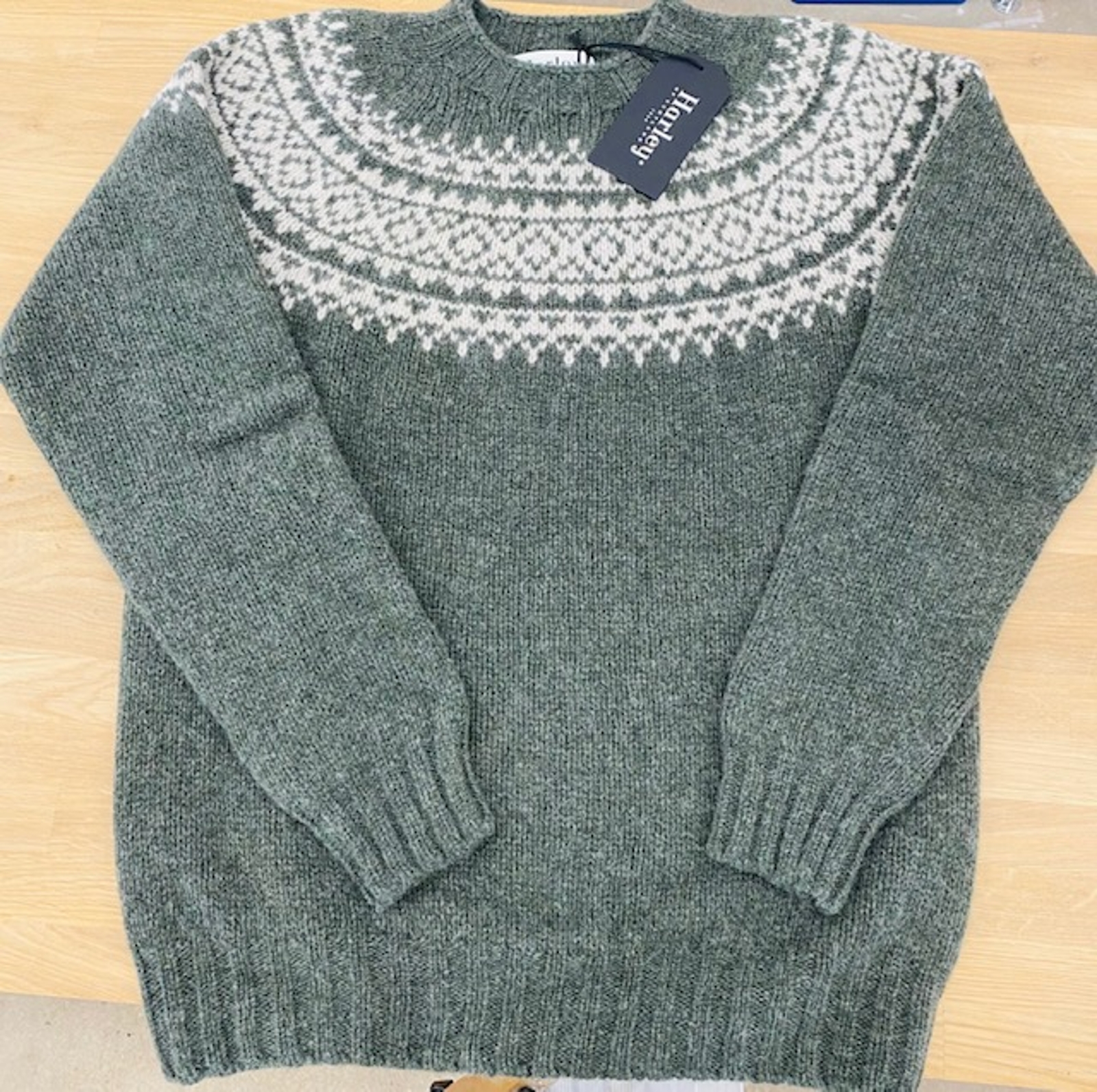 Harley of Scotland Fairisle Sweater in Spruce/Putty - £129.00 - the Old ...
